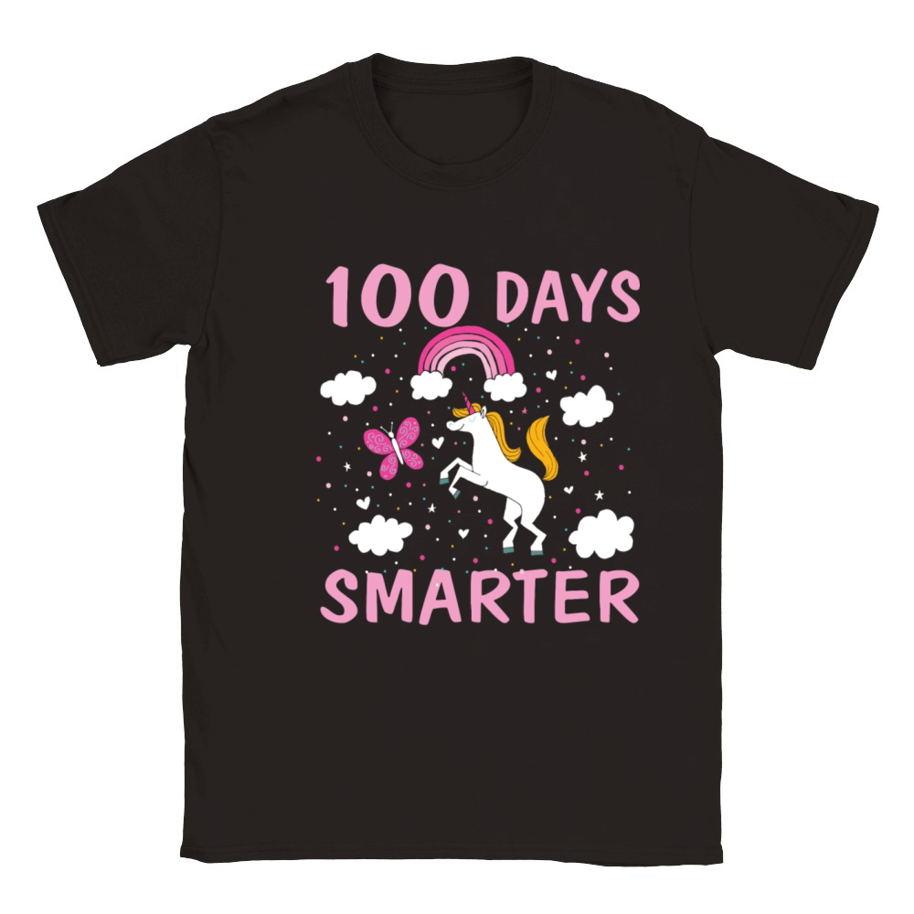 100 Days Smarter Unicorn 100 Days of School T Sh Classic Kids Crewneck T-shirt