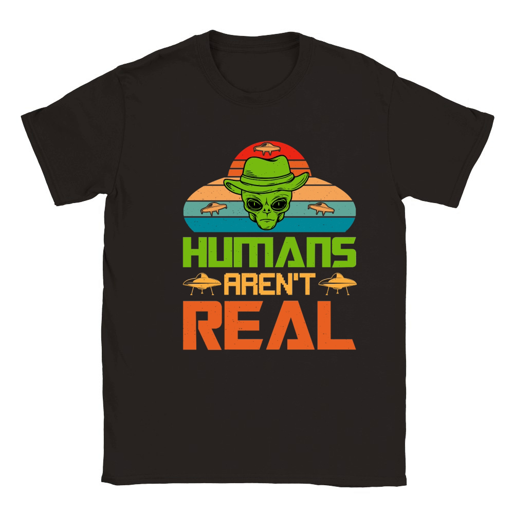 Humans Arent Real Alien UFO Classic Kids Crewneck T-shirt