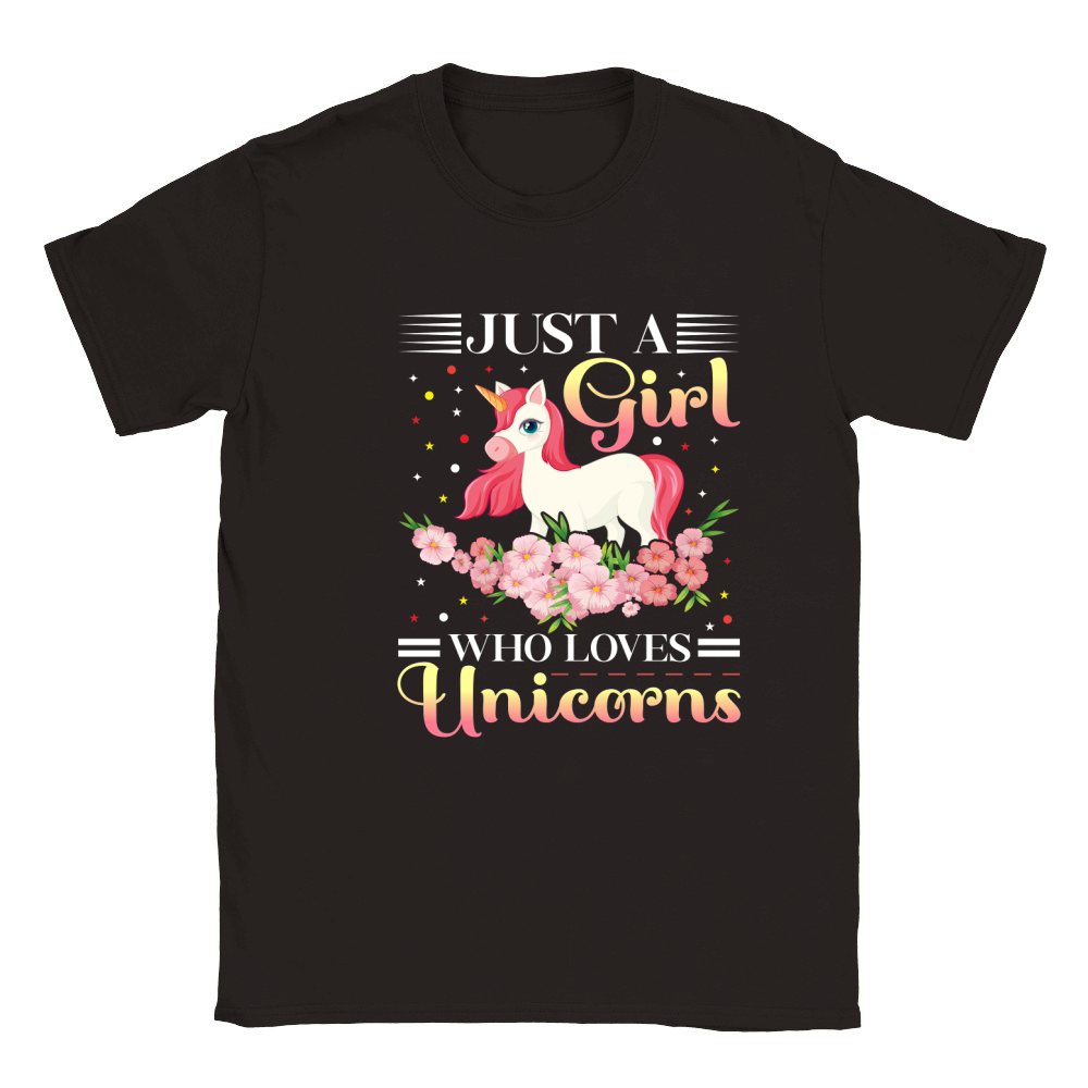 Just a Girl Who Loves Unicorns Classic Kids Crewneck T-shirt