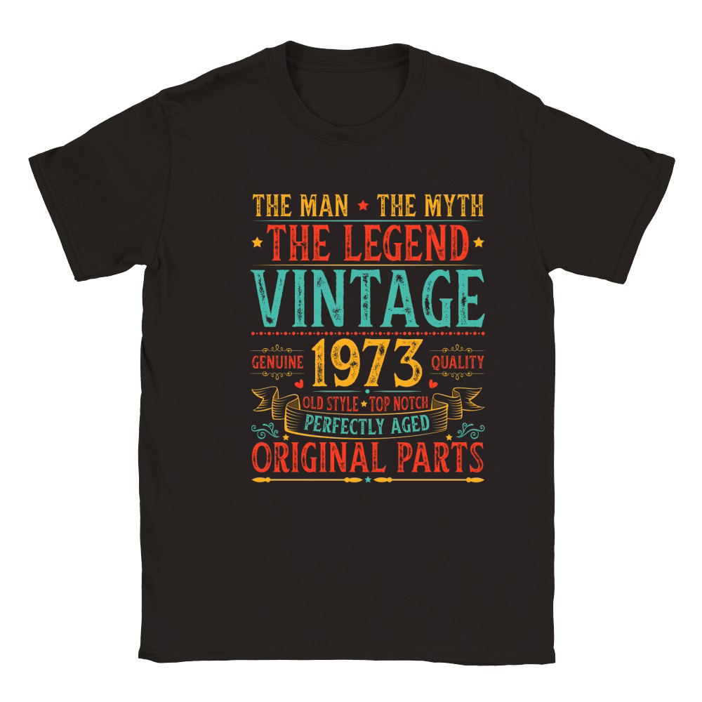 The Man The Myth The Legend Vintage 1973 Birthday T Shirt Design (1) Classic Kids Crewneck T-shirt