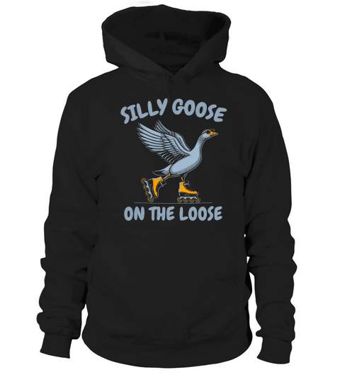 Goose Playing Retro Rollerblade D Grey dot Hoodie Unisex