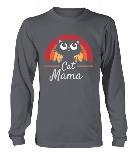 Mothers Day Black Cat Mom Retro Long sleeved Unisex