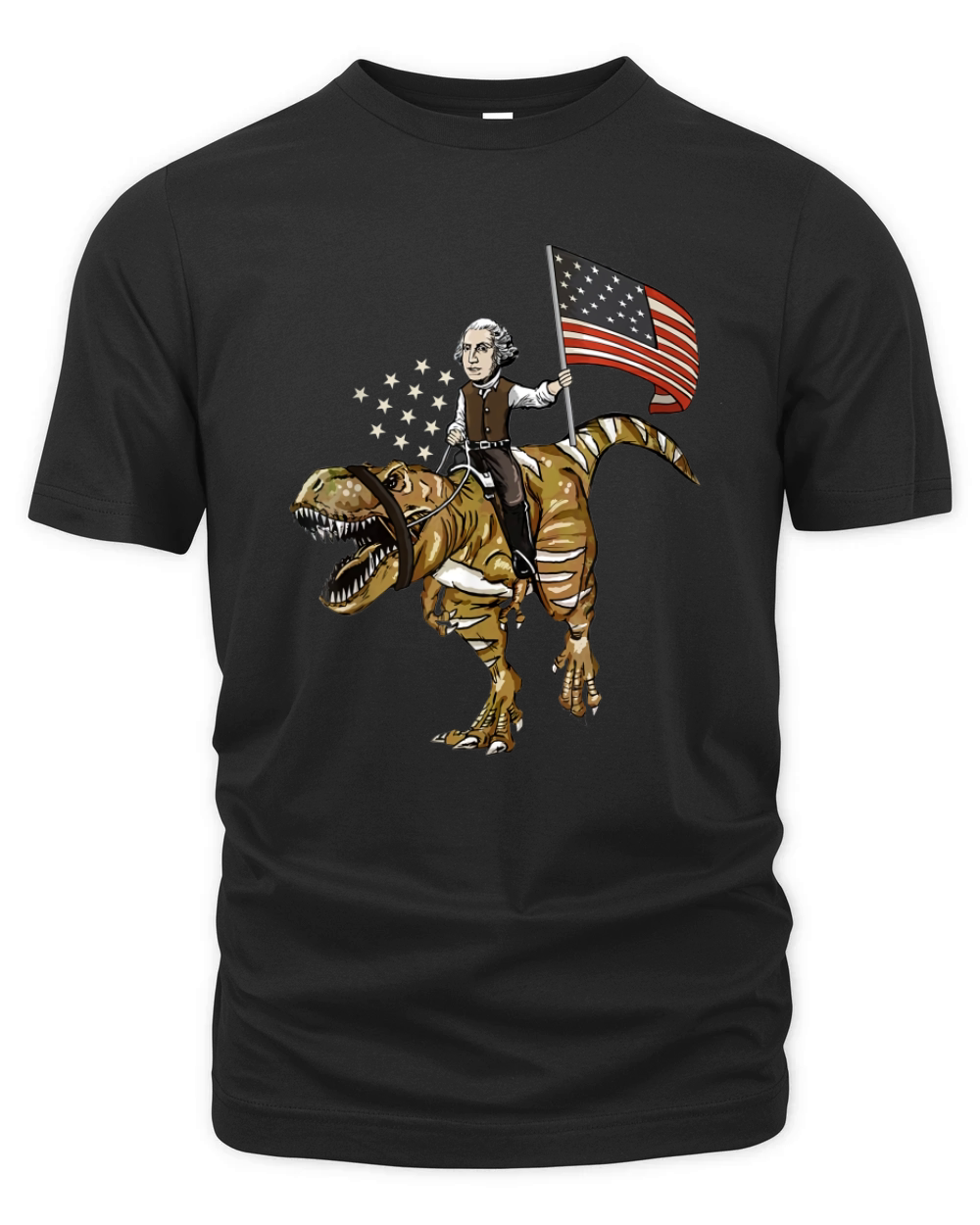 George Washington Riding a T Rex Dinosaur 4th of July USA - Baby Onesie Organic Unisex T-shirt