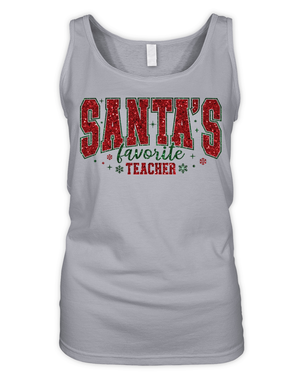 SantasFavoriteTeacher1 Glitter 6 Organic Women's Tank Top