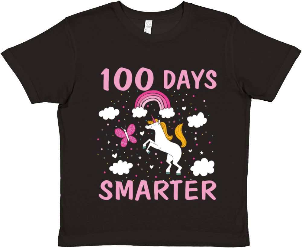 100 Days Smarter Unicorn 100 Days of School T Sh Premium Kids Crewneck T-shirt