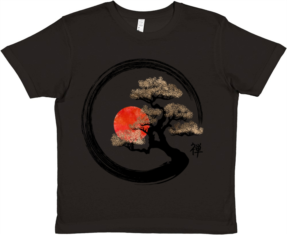 Enso Zen Circle and Bonsai Tree Premium Kids Crewneck T-shirt