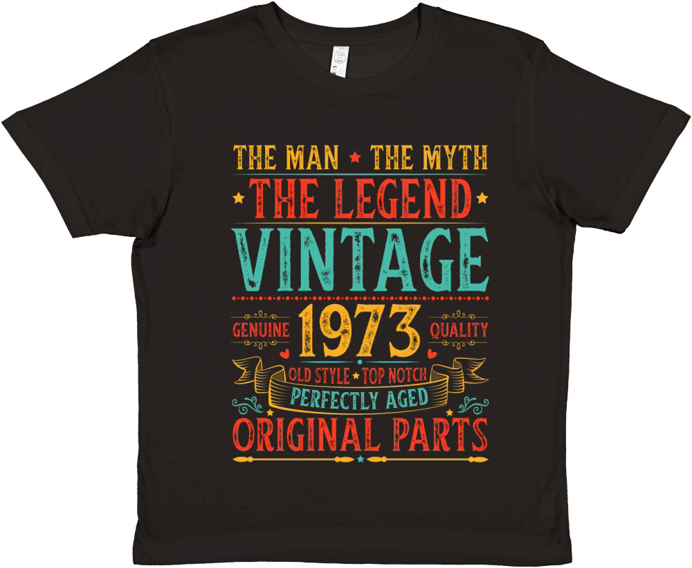 The Man The Myth The Legend Vintage 1973 Birthday T Shirt Design (1) Premium Kids Crewneck T-shirt