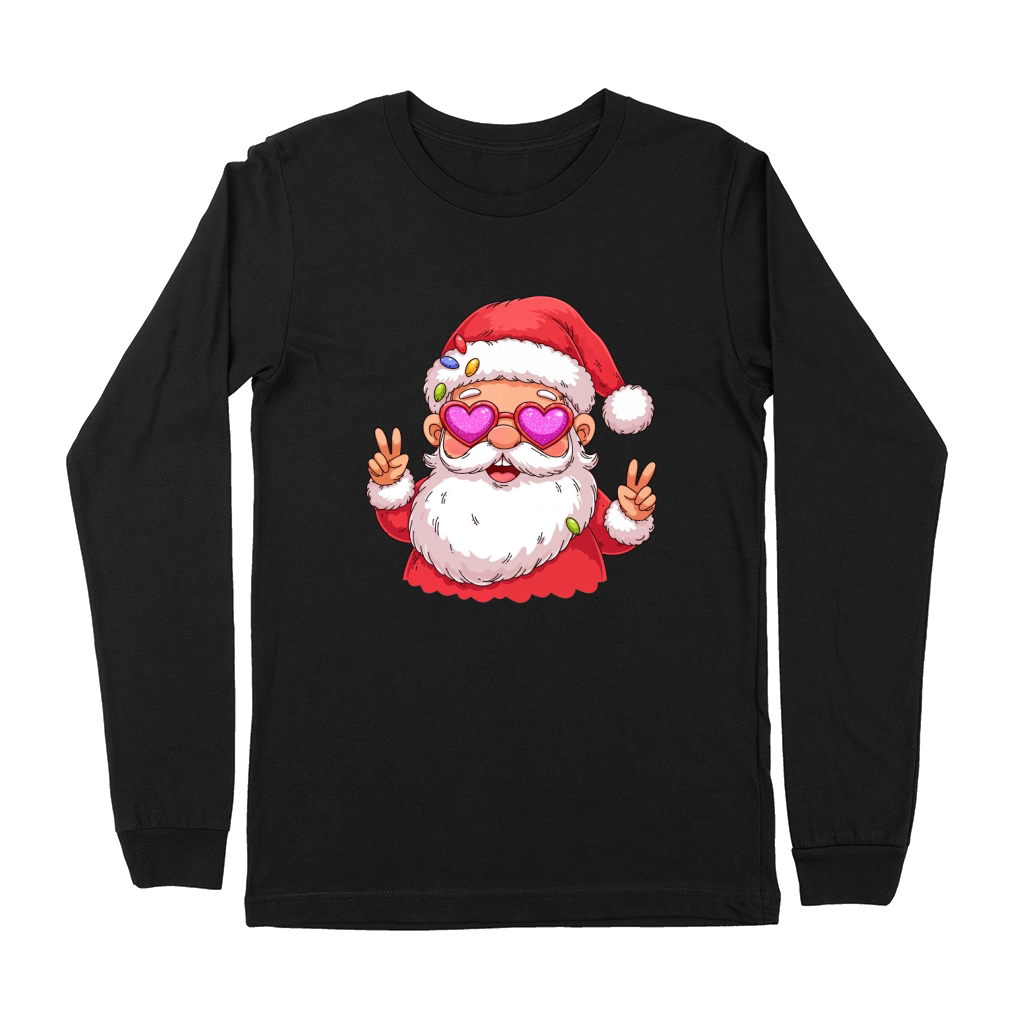 Santa Claus with Lights and Heart Glasses Premium Long Sleeve