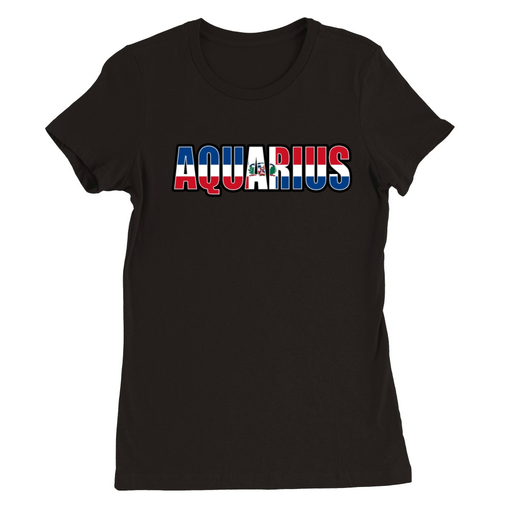 Aquarius Dominican Horoscope Heritage DNA Flag Premium Womens Crewneck T-shirt