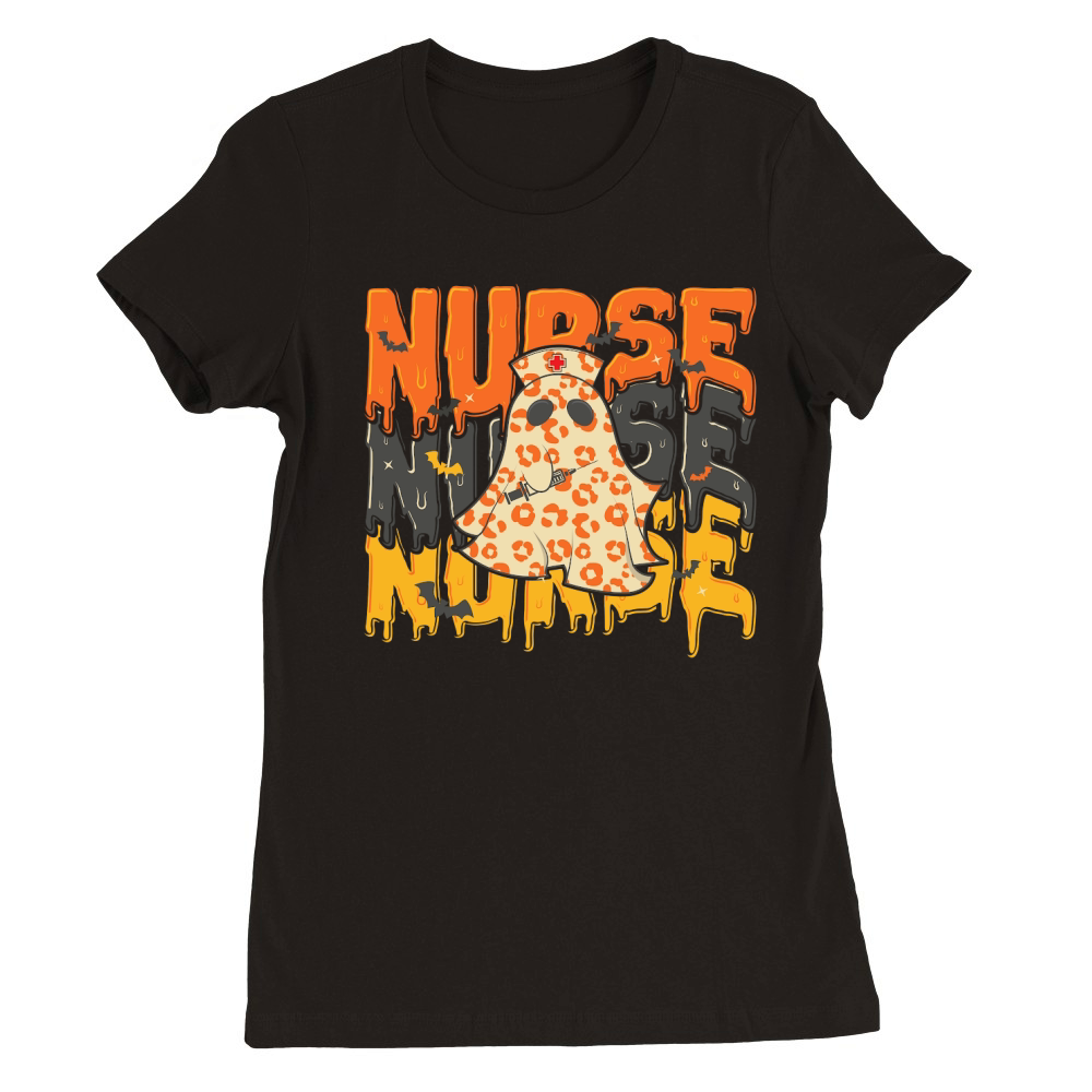 Ghost Boo Nurse Halloween sublimation Premium Womens Crewneck T-shirt