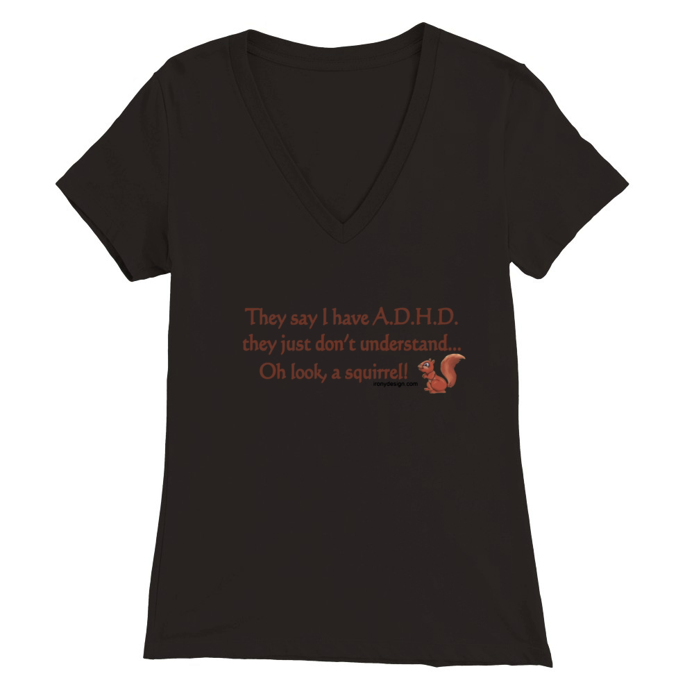 ADHD Squirrel Premium Womens V-Neck T-shirt
