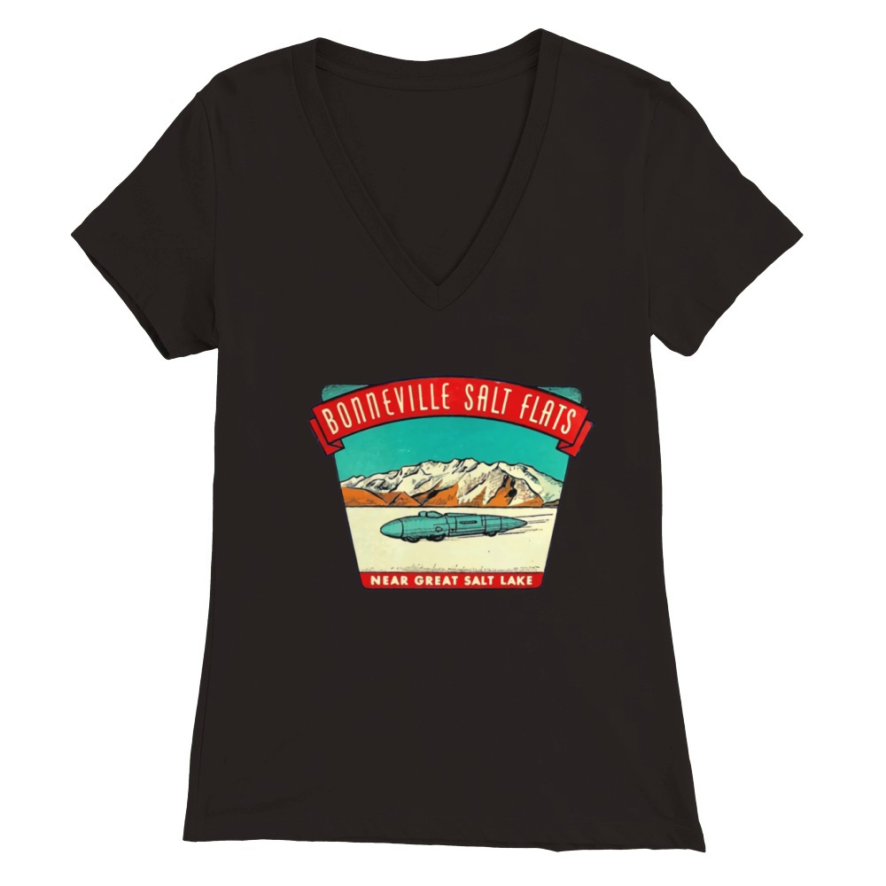 Bonneville Salt Flats Utah Vintage Travel Decal Triblend CHRISTMAS UGLY SWEATER Premium Womens V-Neck T-shirt
