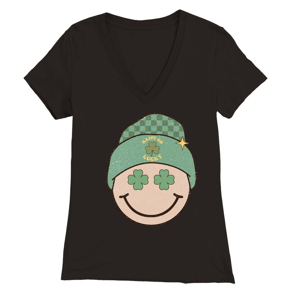 Retro St Patricks Day happy go lucky Premium Womens V-Neck T-shirt