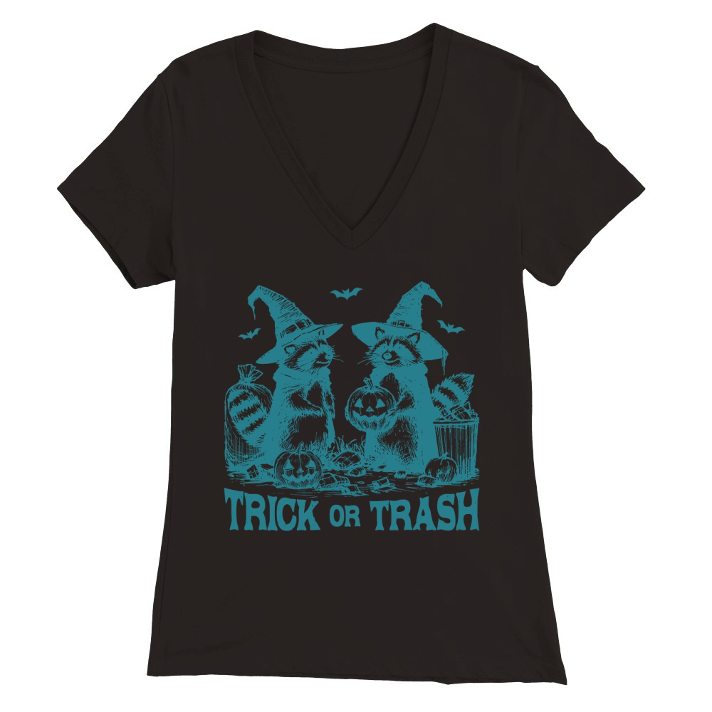 Trick Or Trash Halloween L Green Premium Womens V-Neck T-shirt