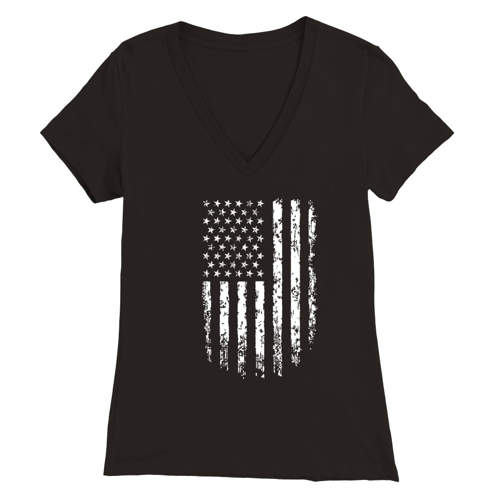 USA Distressed Flag Premium Womens V-Neck T-shirt