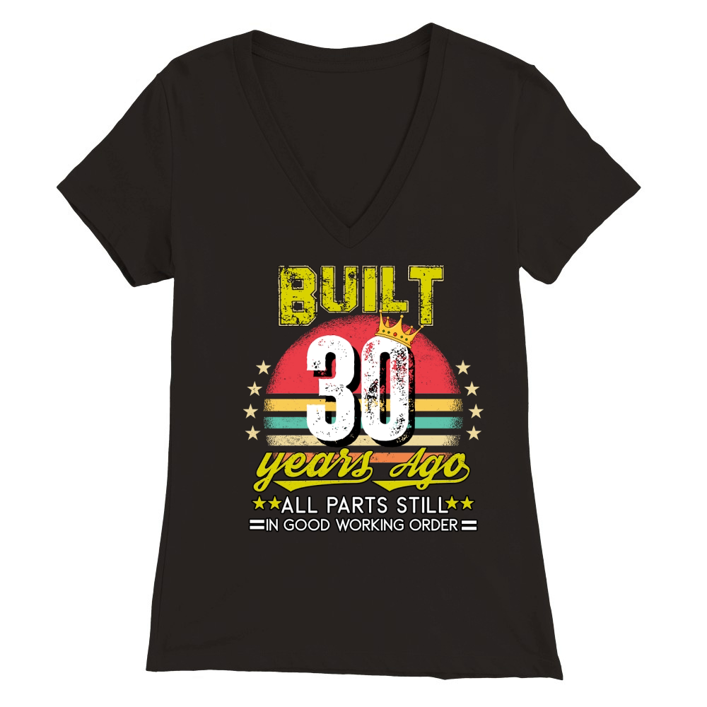 Vintage Birthday 30 Premium Womens V-Neck T-shirt