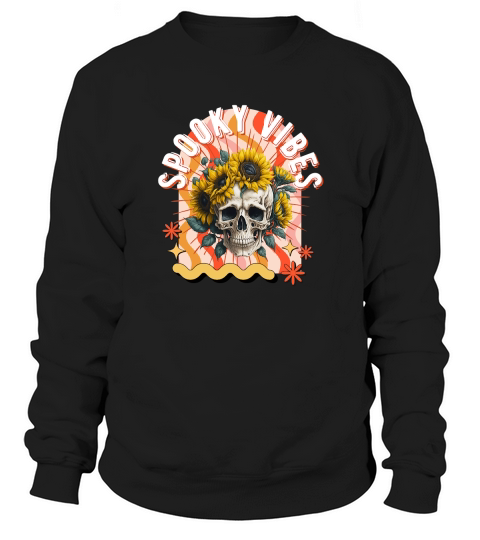 Spooky Vibes Skull Retro Sweatshirt Unisex