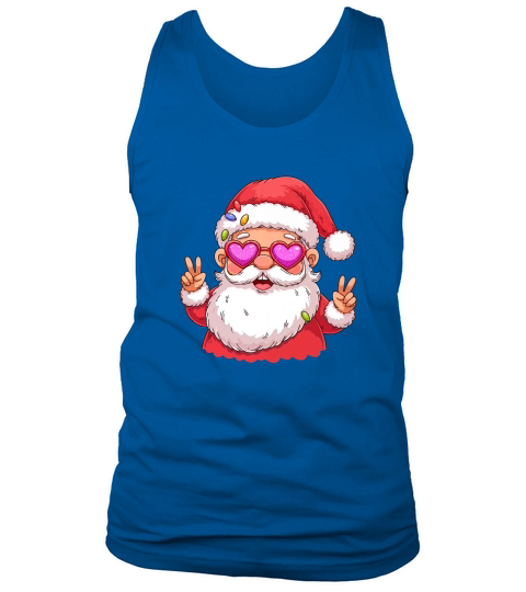 Santa Claus with Lights and Heart Glasses Tank Top Unisex