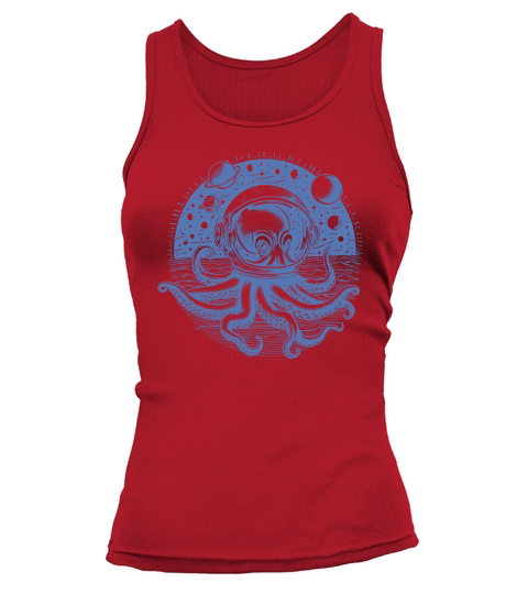 Octopus with Astronaut Helmet lBlue Tank top Woman