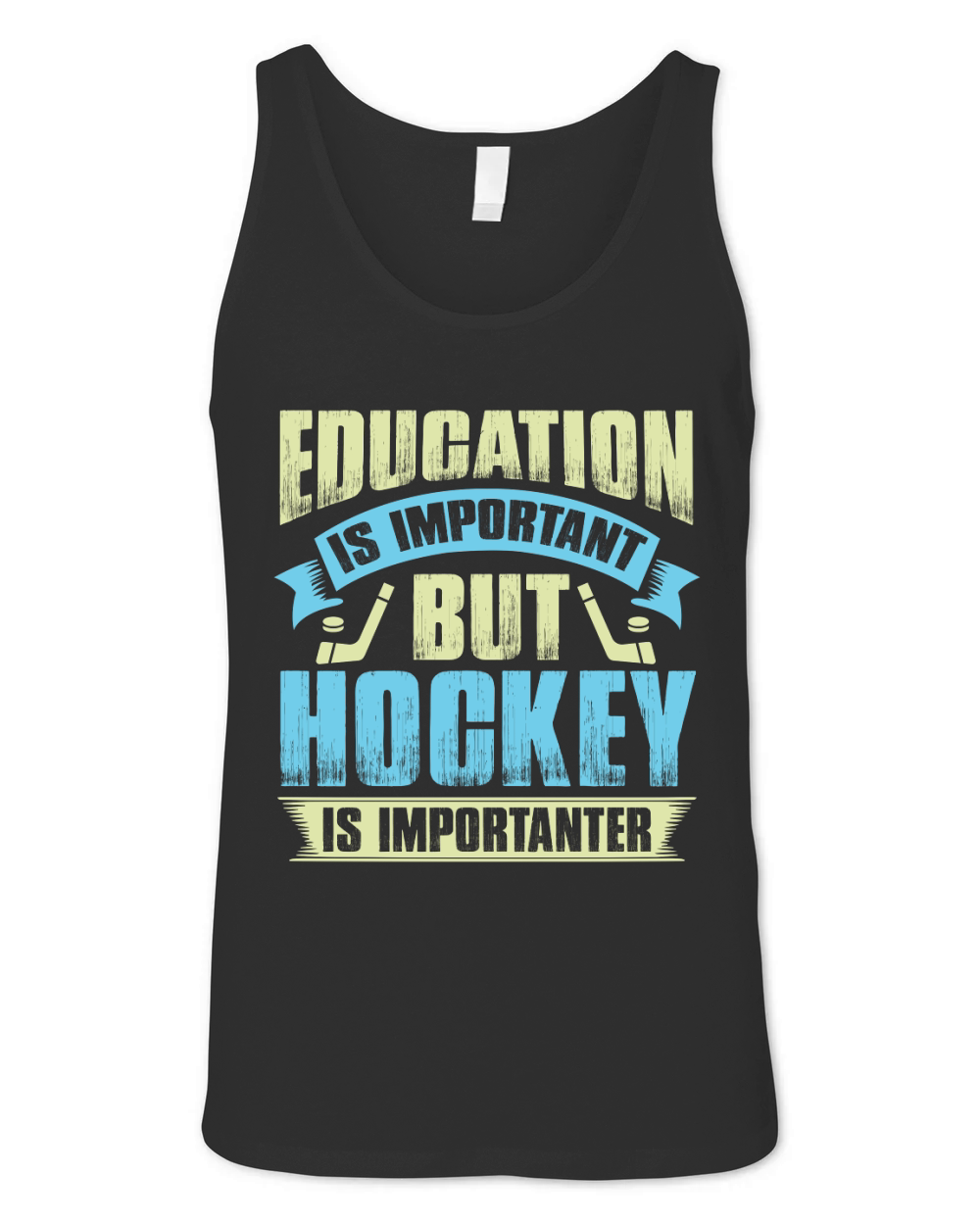 Education is important but hockey is importanter Unisex Jersey Tank