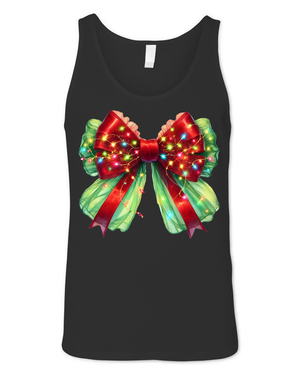 Red and Green Bow Fairy Lights Unisex Jersey Tank