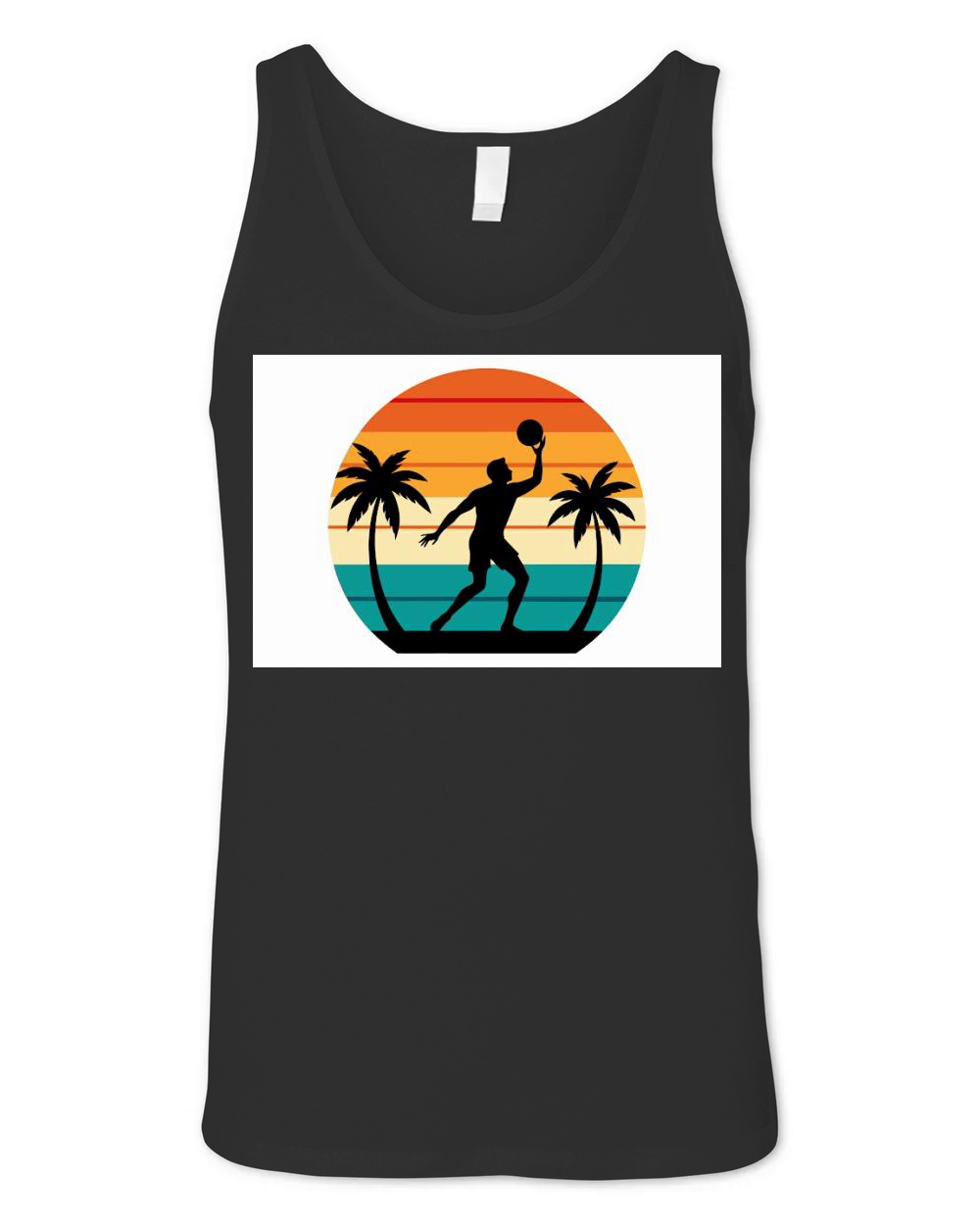vibes t shirt design  black silhouette of volleyba (12) Unisex Jersey Tank