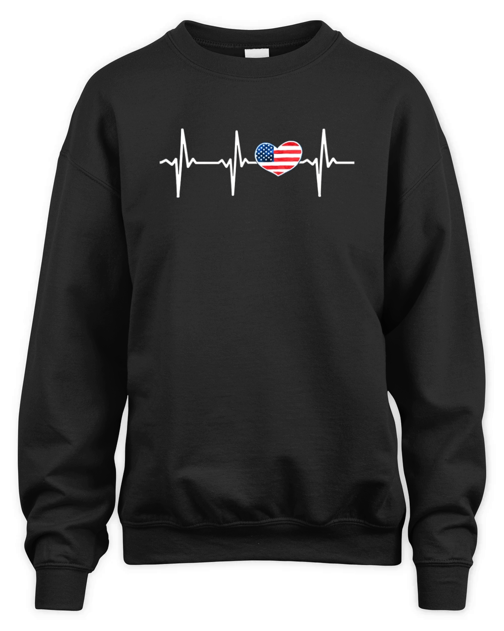 Heartbeat EKG America Heart Love Patriotic 4th of July Unisex Premium Crewneck Sweatshirt