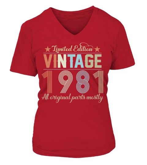 Birthday   Limited Edition Vintage 1981 V-neck T-Shirt Woman