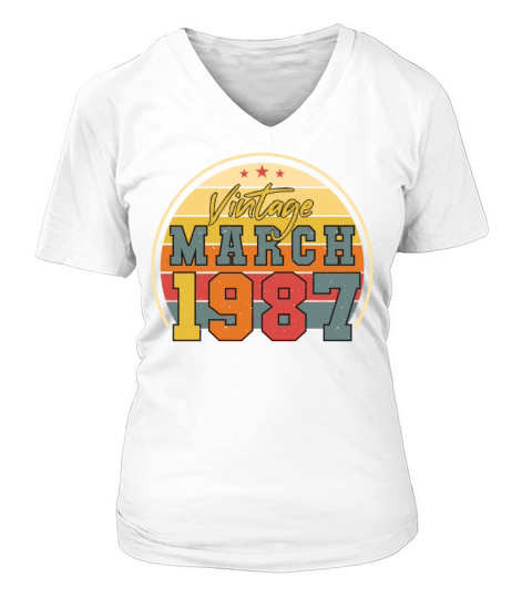 Born March 1987 Vintage V-neck T-Shirt Woman