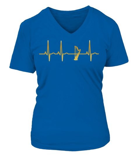 evolution ekg heartbeat harfe harp V-neck T-Shirt Woman