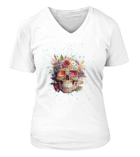 Sugar Skull , I am not in danger 03 V-neck T-Shirt Woman
