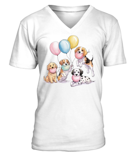 Dog Watercolor Bundle 13 V-Neck T-shirt