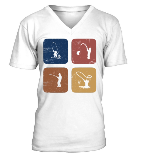 Vintage Fishing, Fishermen and Fisherman Gift V-Neck T-shirt