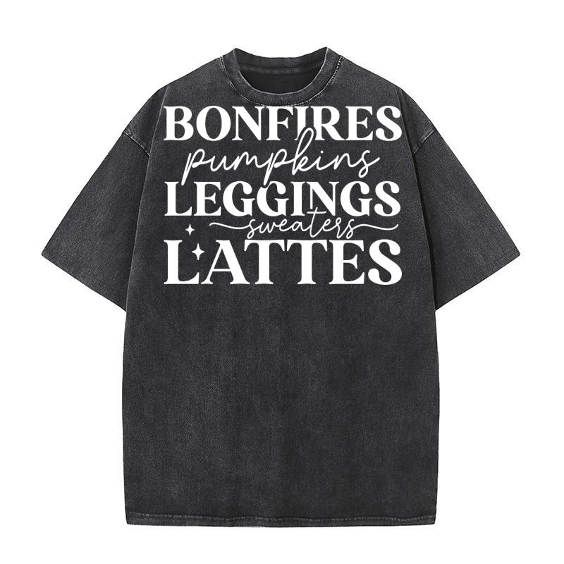 bonfires pumpkins t shirt design 1 white Washed T-Shirt