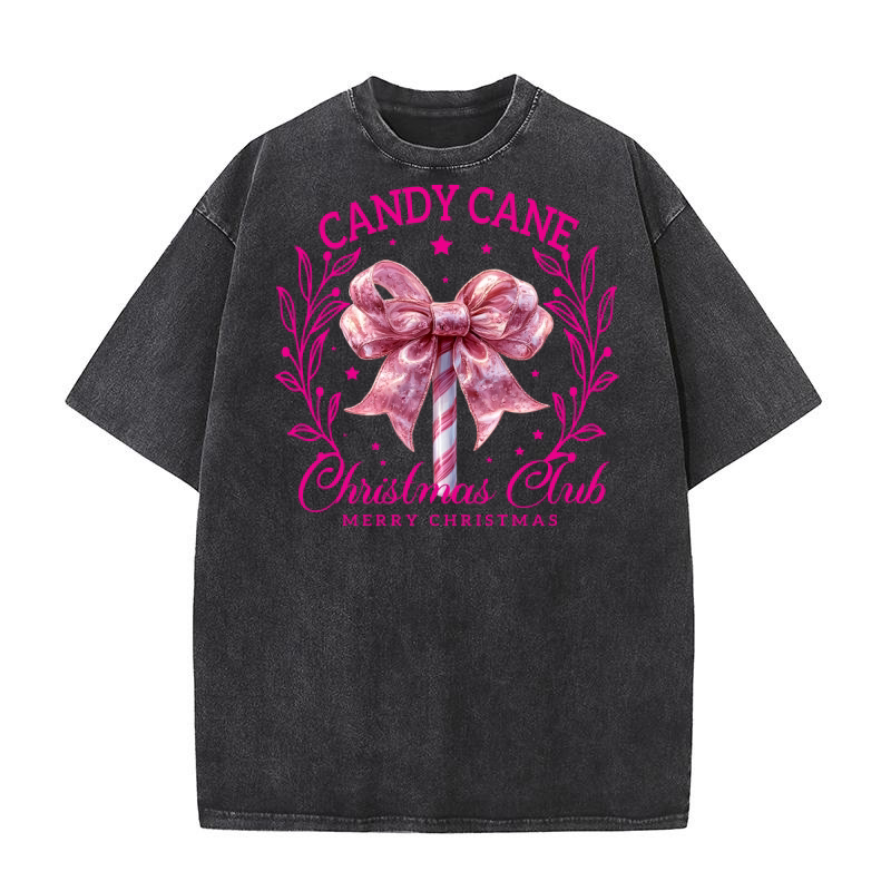 Candy Cane Christmas Club 3 Washed T-Shirt