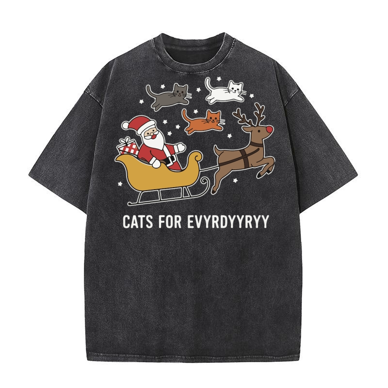 Cats for Everybody Christmas Washed T-Shirt