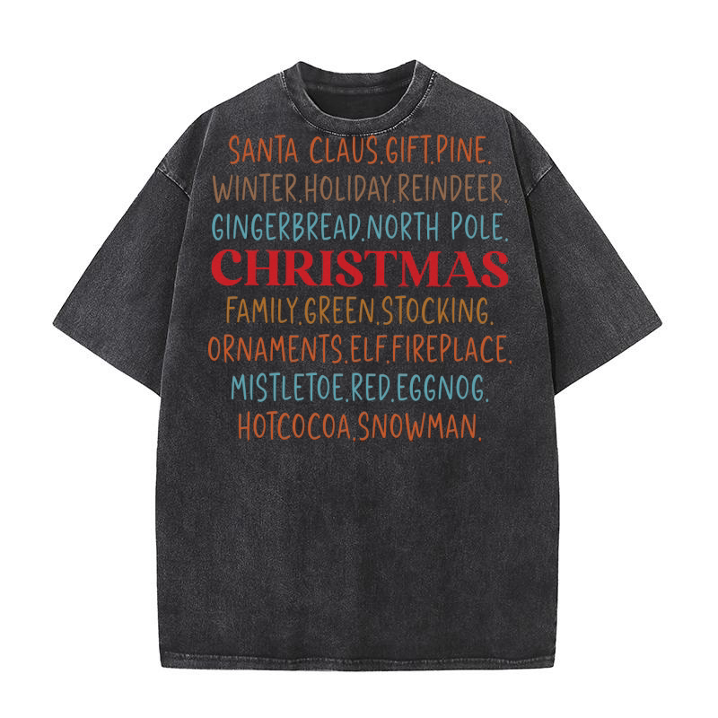 Christmas Words 4 Washed T-Shirt