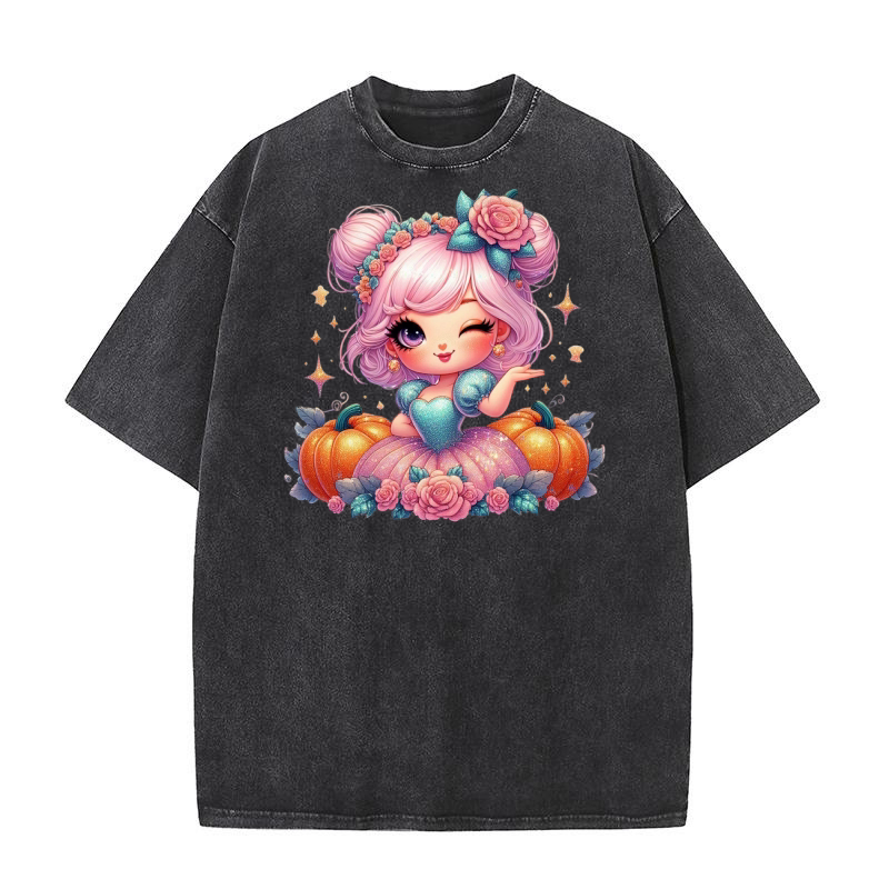 Coquette Glitter Pumpkin Clipart (2) Washed T-Shirt