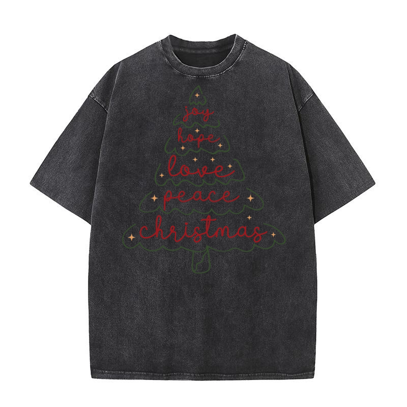 Joy Hope Love Peace Christmas Washed T-Shirt