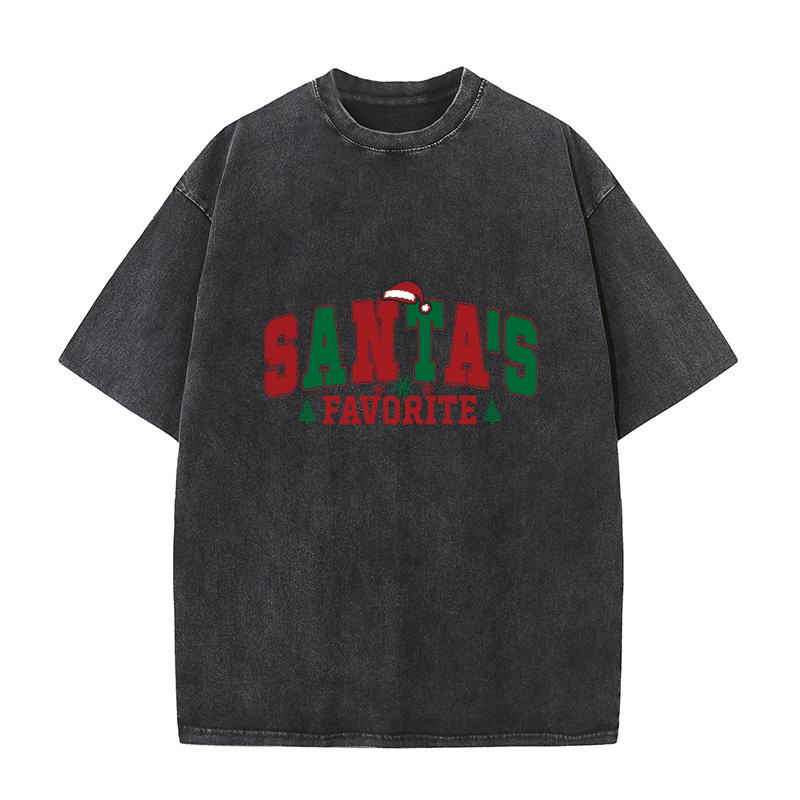 Santas Favorite Christmas 4 Washed T-Shirt