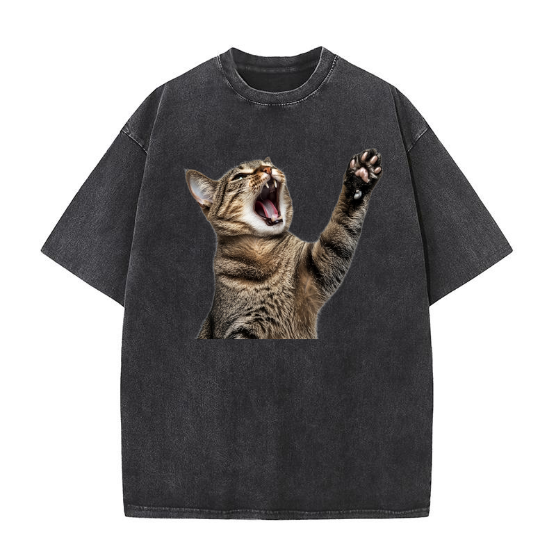 Three Tabby Cat 04 Washed T-Shirt