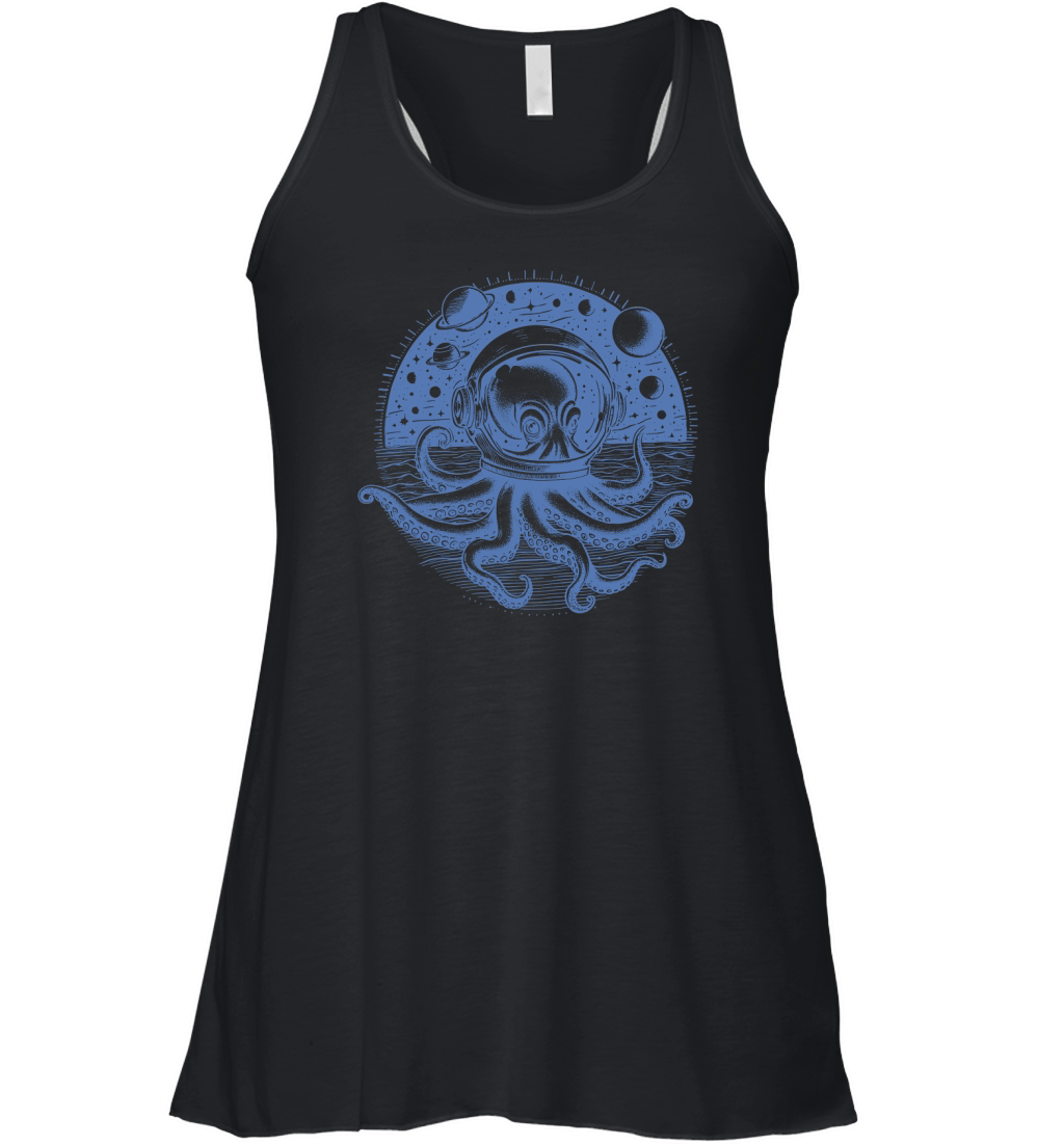 Octopus with Astronaut Helmet lBlue Women's Flowy Tank Top