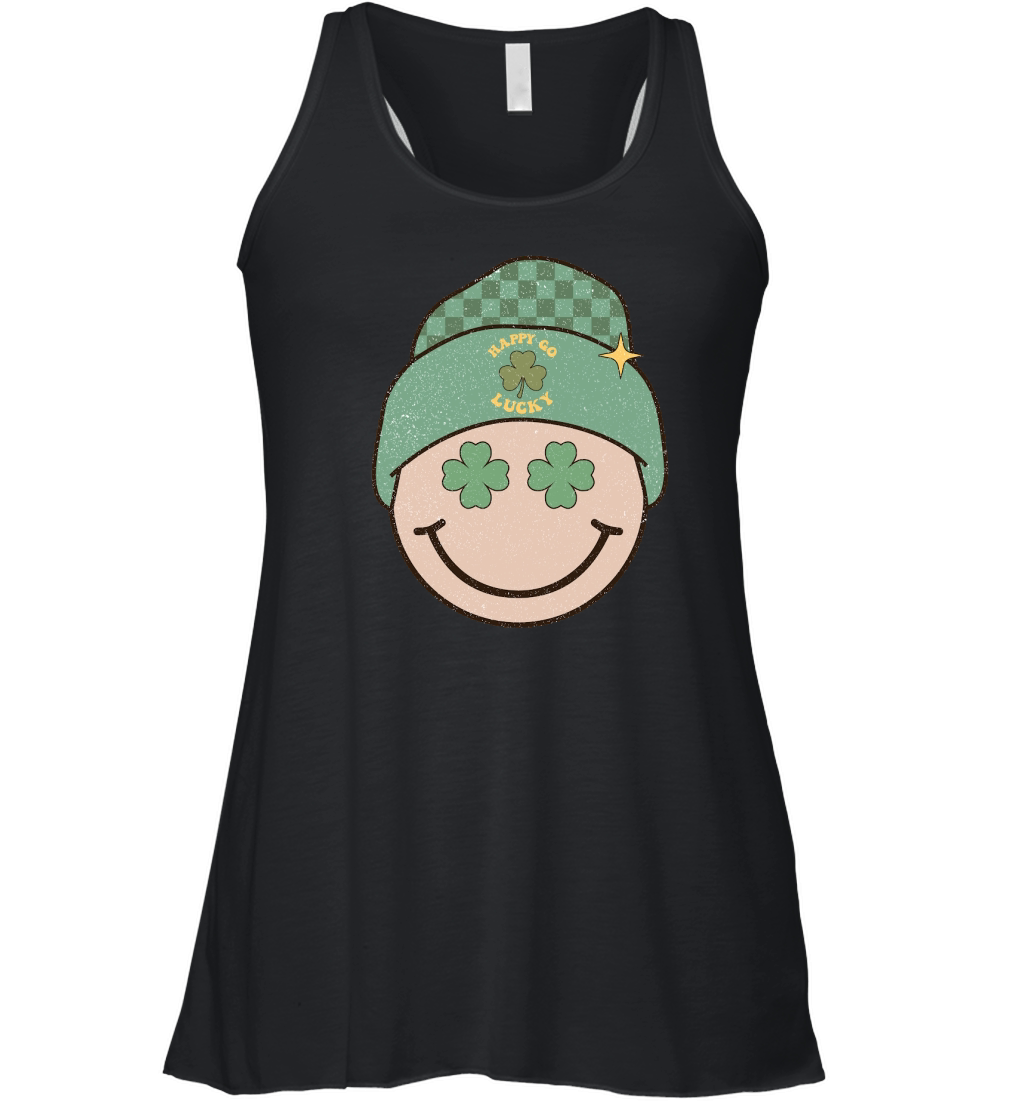 Retro St Patricks Day happy go lucky Women's Flowy Tank Top