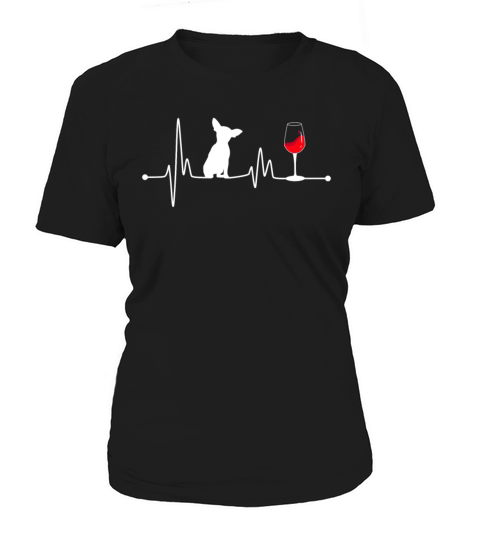 Heartbeat EKG Pulse Chihuahua and Wine Lover Women's T-Shirt