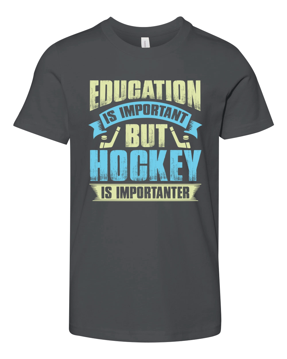 Education is important but hockey is importanter Youth Unisex Jersey Tee