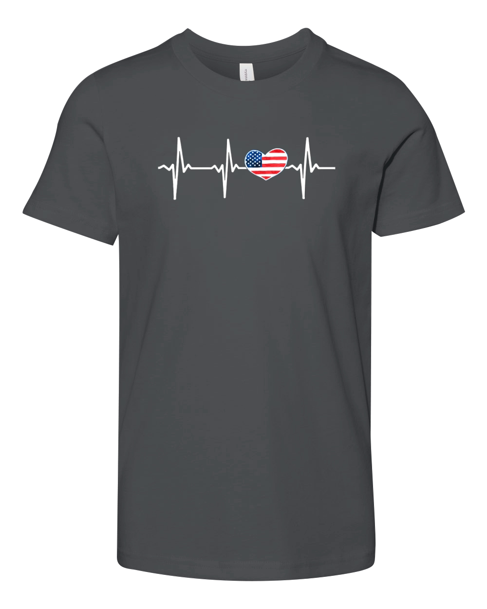 Heartbeat EKG America Heart Love Patriotic 4th of July Youth Unisex Jersey Tee