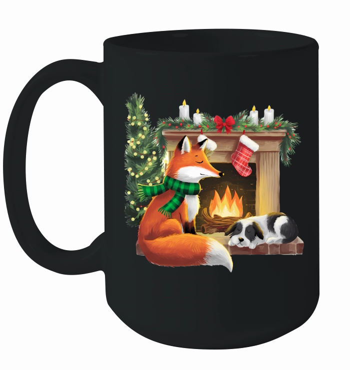 Christmas Fox Fire Vintage 2 Ceramic Mug
