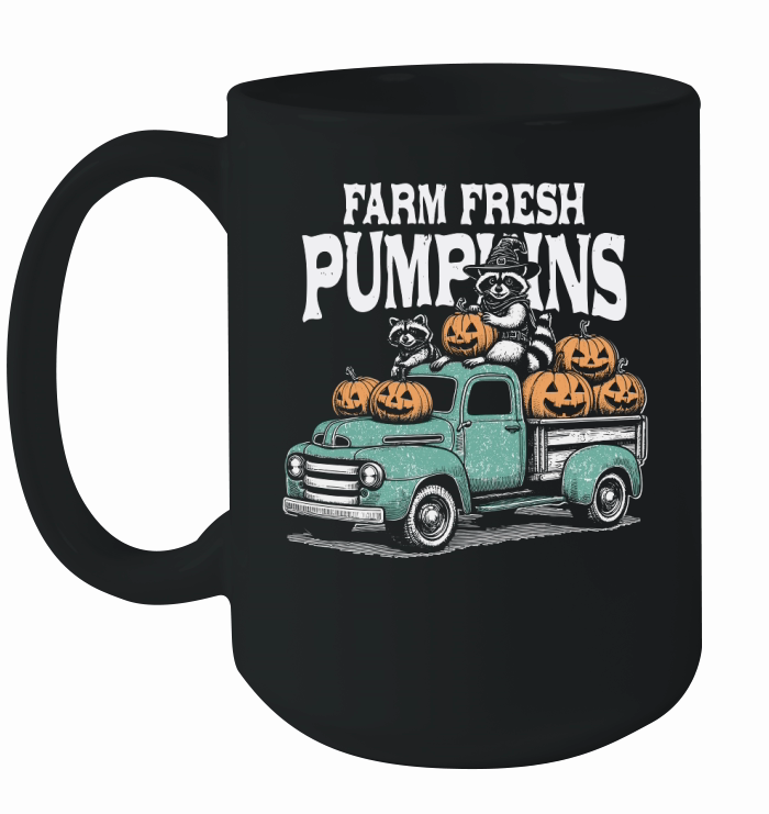 Farm fresh pumpkins Raccoon D Color Ceramic Mug
