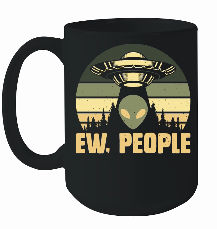 Vintage UFO Alien Ew People Ceramic Mug