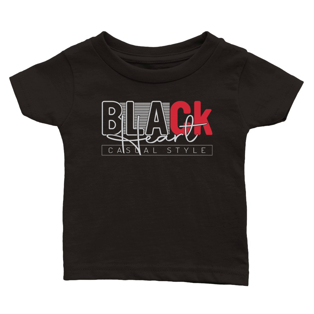 Black Heart Casual Style 1 Classic Baby Crewneck T-shirt